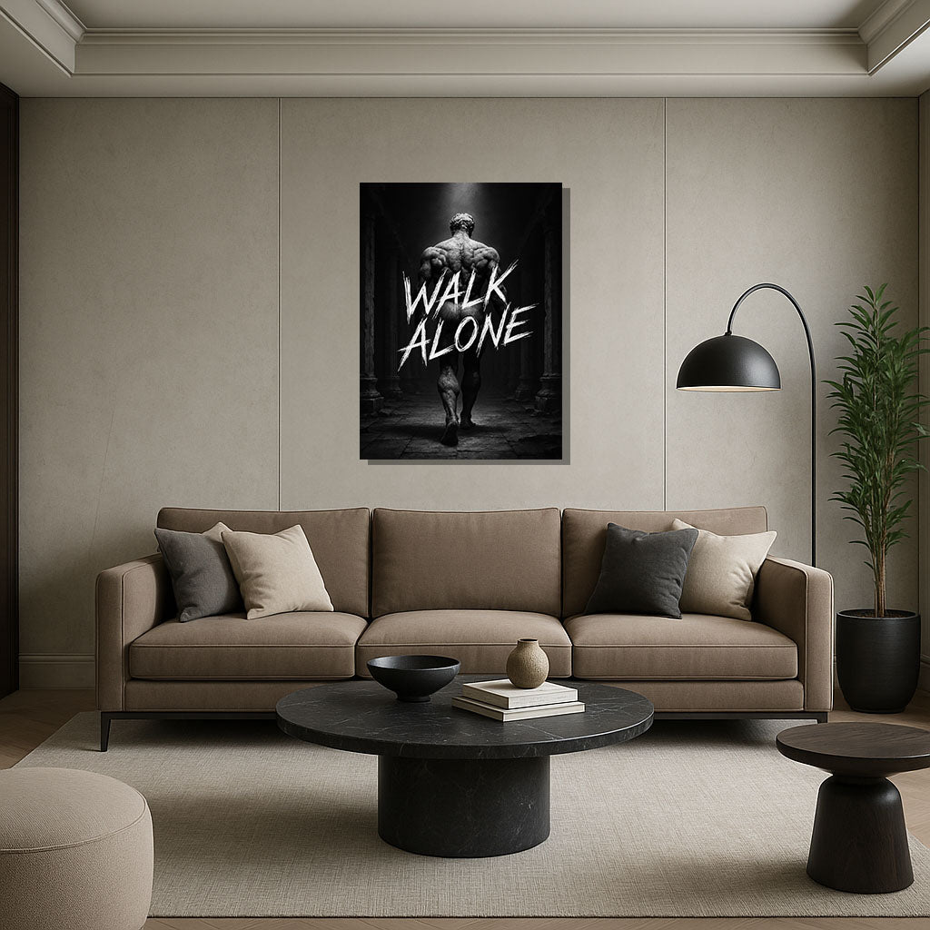 Walk Alone – Lone Wolf Motivational Canvas Art