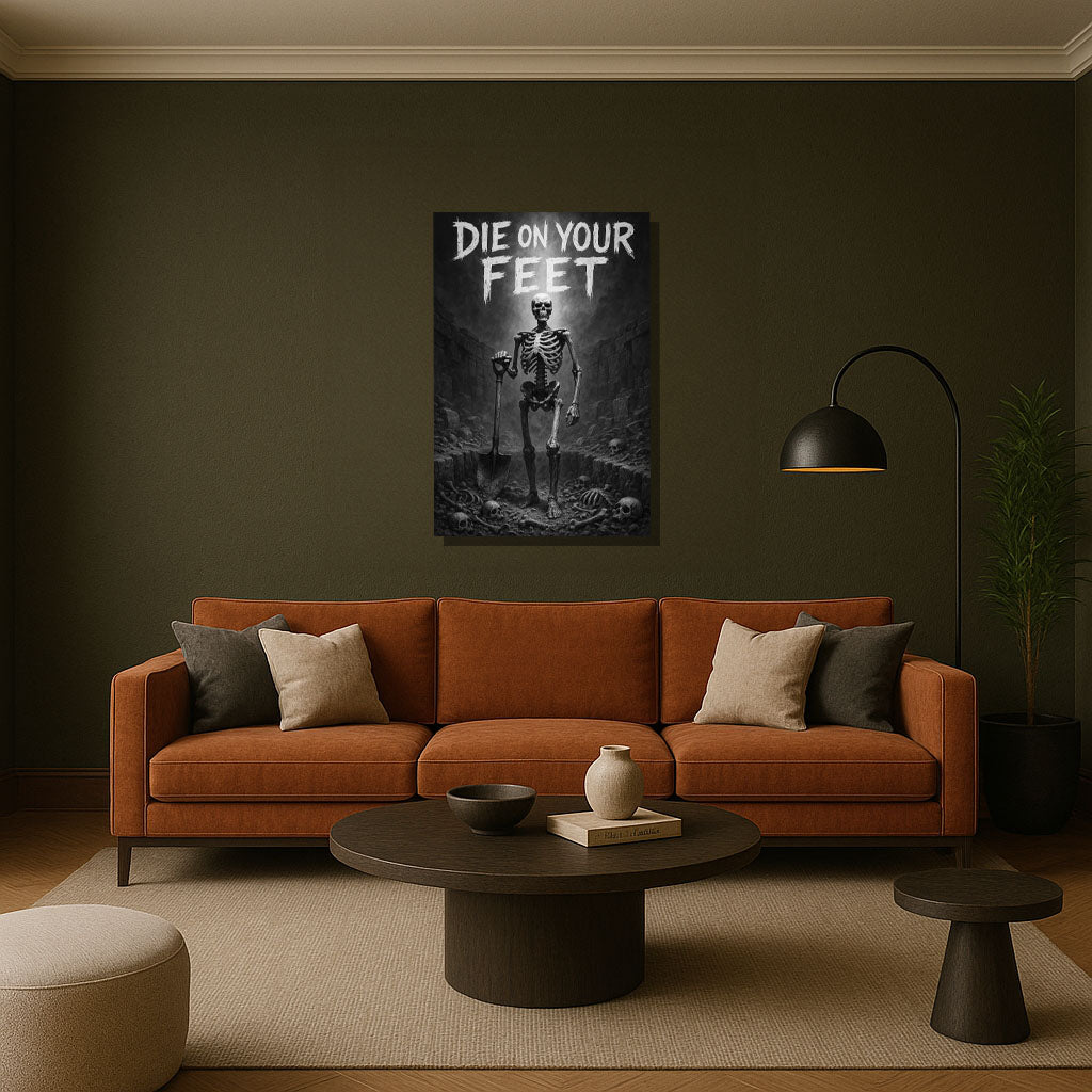 Die On Your Feet – Fearless Warrior Motivational Canvas