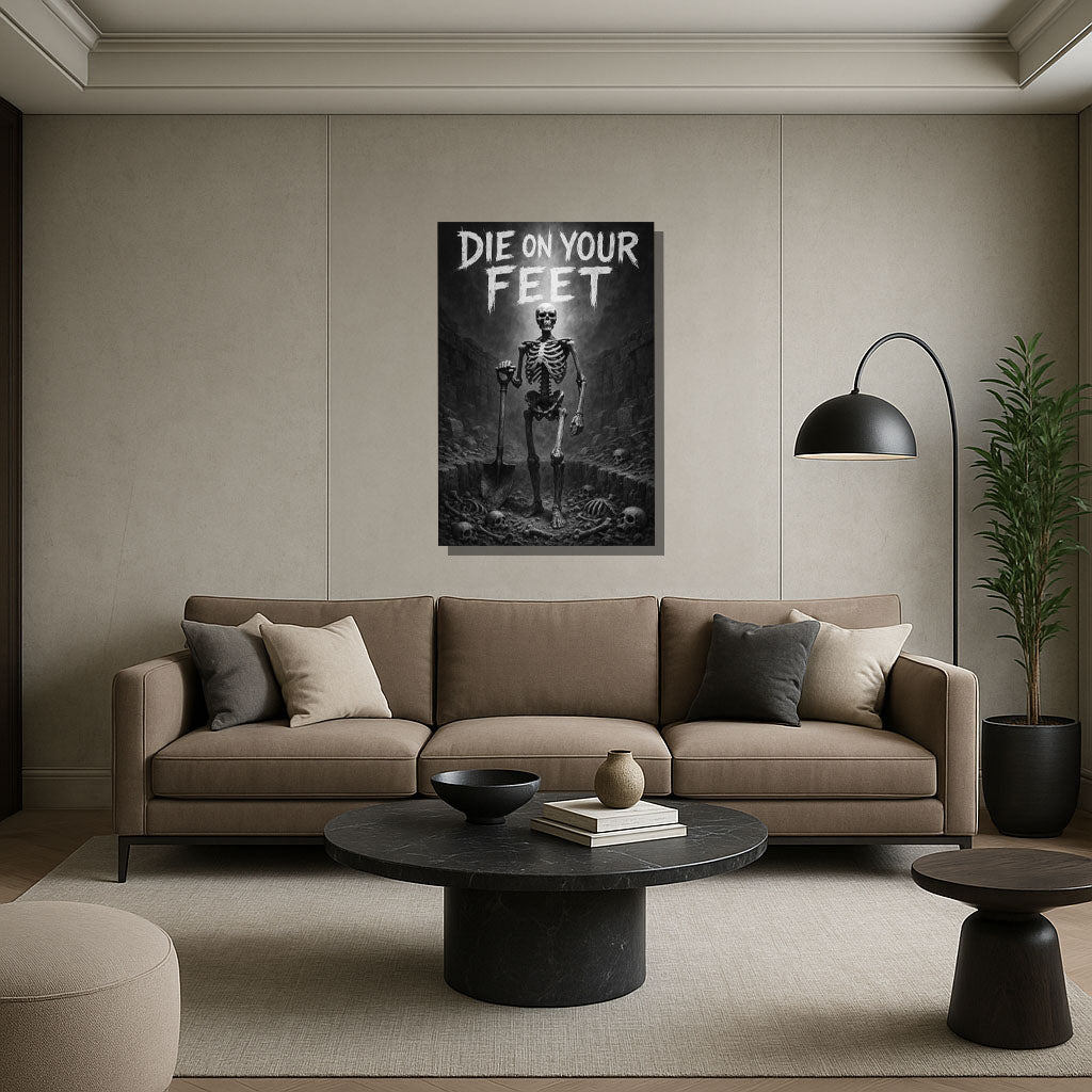 Die On Your Feet – Fearless Warrior Motivational Canvas