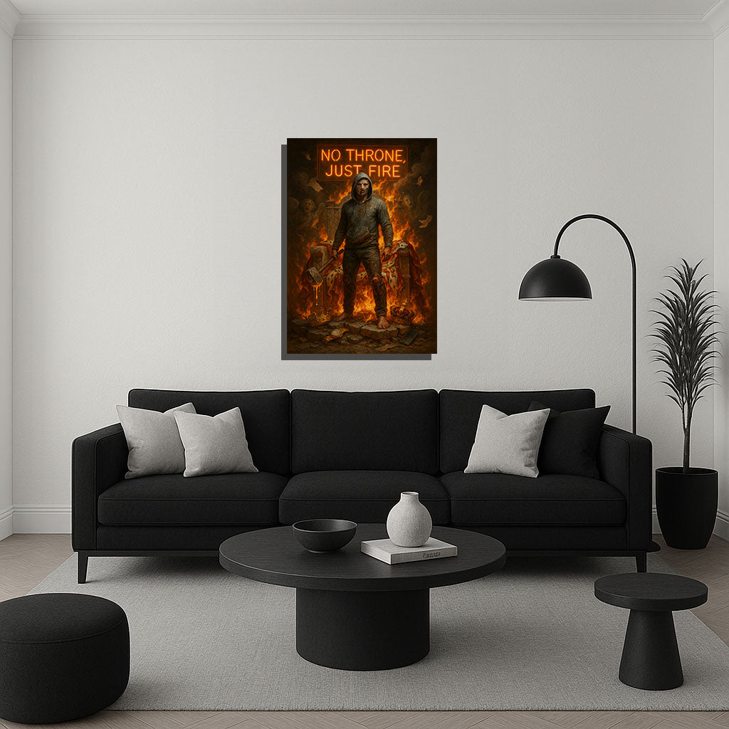 No Throne, Just Fire – Grit Over Glory Motivational Canvas
