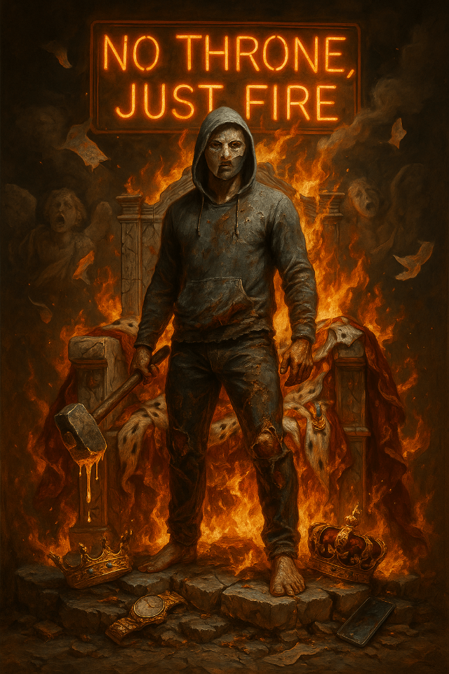 No Throne, Just Fire – Grit Over Glory Motivational Canvas