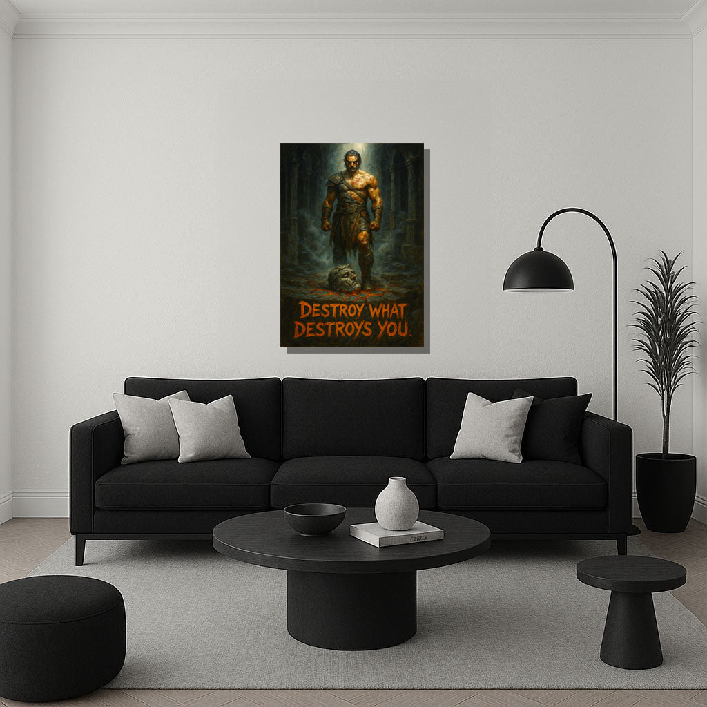 Destroy What Destroys You – Dark Motivational Canvas for Warriors