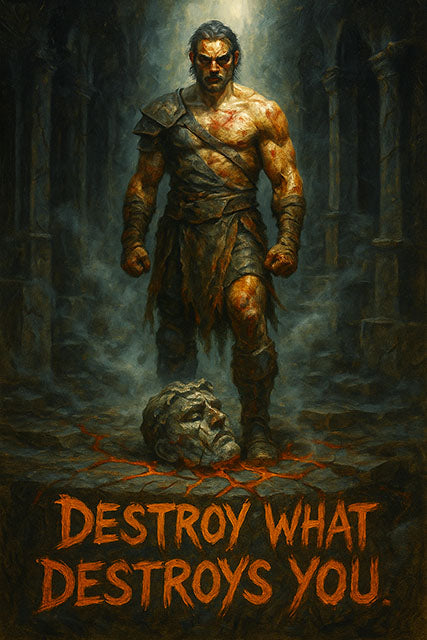 Destroy What Destroys You – Dark Motivational Canvas for Warriors
