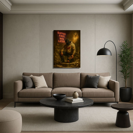 Suffer First, Win Later – Delayed Gratification Motivational Canvas