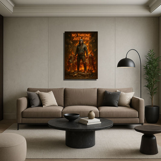 No Throne, Just Fire – Grit Over Glory Motivational Canvas