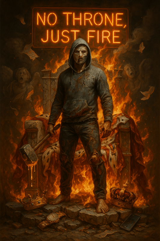 No Throne, Just Fire – Grit Over Glory Motivational Canvas